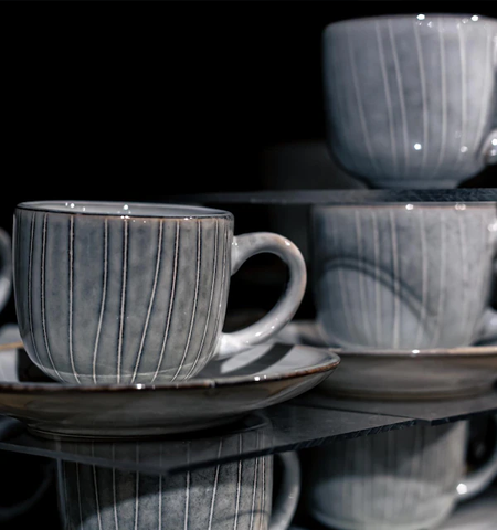 New Georgian Tea Cup Saucer Set, 6-Pieces, 210ml